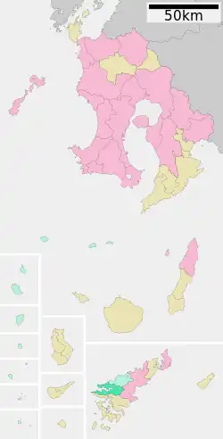 Location of Uken in Kagoshima Prefecture