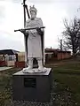 Monument to Konashevych-Sahaidachny in Manhush; unveiled in October 2017, dismantled on 7 May 2022