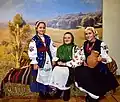 A three women wearing a Vyshyvanka tradional clothes in Ukraine
