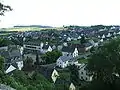 Ulmen village centre with marketplace and Bürgersaal, seen from the castle.