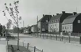 Ulvsundavägen looking northwards with fire station, 1930s