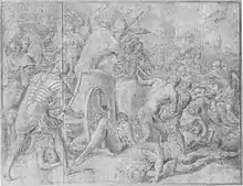 Ulysses and His Companions Fighting the Cicones Before the City of Ismaros, Study for a Destroyed Fresco in the Galerie d'Ulysee, Chateau de Fontainebleau