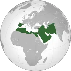 The Umayyad Caliphate at its greatest extent, under Caliph Umar II, c. 720