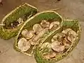 Vegetable baskets containing breadfruit and yams