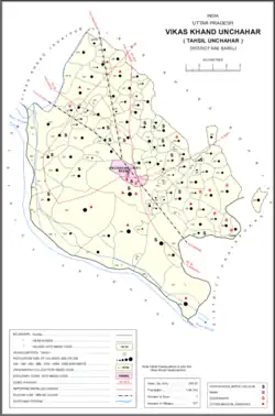 Map showing Kalyani (#247) in Unchahar CD block