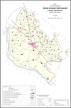 Map showing Sarai Hardo (#193) in Unchahar CD block