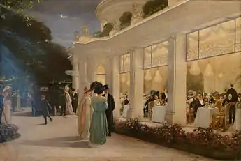 Henri Alexandre Gervex. An evening at Pré Catelan, 1909. Countess Greffulhe is seen ready to enter the car after her visit to the restaurant.