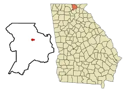 Location in Union County and the state of Georgia