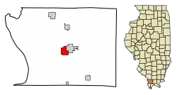 Location of Jonesboro in Union County, Illinois.