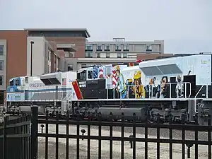 UP 1111 and 4141 on display in Omaha, Nebraska