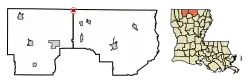 Location of Junction City in Union Parish, Louisiana.