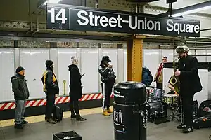 A view of passengers on the Canarsie Line platform