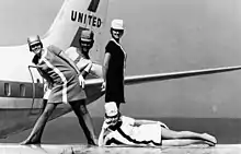 Stewardesses from 1968 working for United Airlines.