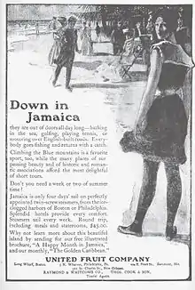 Image 7A 1906 advertisement in the Montreal Medical Journal, showing the United Fruit Company selling trips to Jamaica. (from History of the Caribbean)