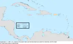 Map of the change to the United States in the Caribbean Sea on September 17, 1981