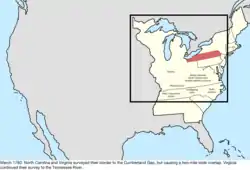 Map of the change to the United States in central North America in March 1780