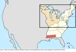 Map of the change to the United States in central North America on June 9, 1800