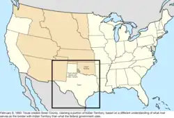 Map of the change to the United States in central North America on February 8, 1860