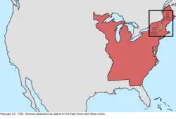 Map of the change to the international disputes involving the United States in central North America on February 22, 1782