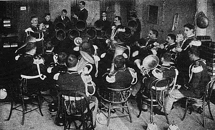 The Marine Band, led at the time by Sousa, was instrumental in the development of musical recording due partly to its proximity to the Columbia Phonograph Company, 1891.