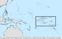 Map of the change to the United States in the Pacific Ocean on July 12, 1979