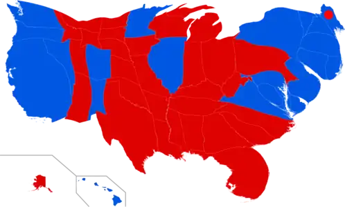 A continuous cartogram of the 2016 United States presidential election