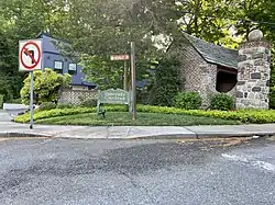The Wensley Drive entrance to the University Gardens subdivision for which the CDP is named, as seen on May 21, 2021.