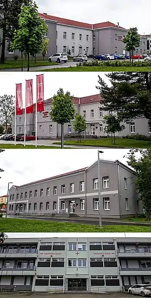 University North buildings (From top to bottom: UNIN VŽ1, UNIN VŽ2, UNIN VŽ3, UNIN KC1)