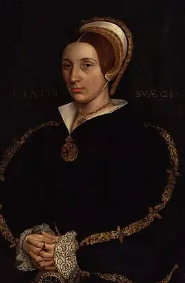 Unknown woman, formerly known as Catherine Howard, late 17th century, after Hans Holbein the Younger (National Portrait Gallery)