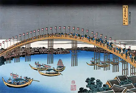 Tenma Bridge in Setsu Province, from Rare Views of Famous Japanese Bridges
