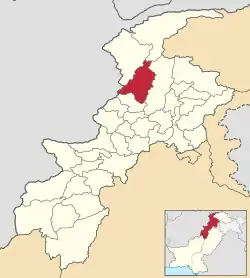 Location of Upper Dir District (highlighted in red) in the Khyber Pakhtunkhwa map
