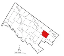 Location of Upper Dublin within Montgomery County