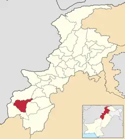 Location of Upper South Waziristan District (highlighted in red).