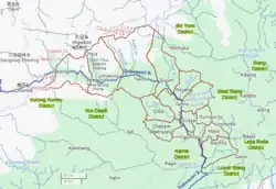 Upper Subansiri district with administrative circles and other labels