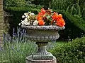 An ornamental planter at Easton Lodge Gardens, Little Easton, Essex, England