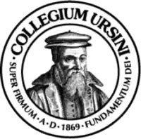 Ursinus College seal, featuring Zacharias Ursinus for whom the college was named