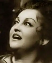 Female opera singer in stage make-up, singing
