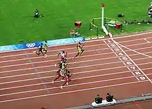 Image 20The 100 m final at the 2008 Summer Olympics (from Track and field)