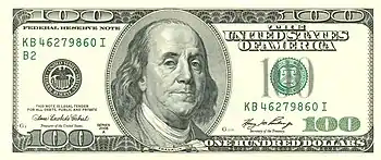 Obverse of a Series 2006A $100 note.