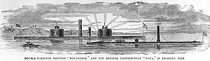 The USS Napa and the USS Monadnock from an engraving published in "The Soldier in Our Civil War".