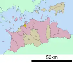 Location of Utazu in Kagawa Prefecture