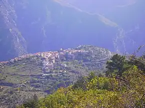 A view of Utelle from a nearby hillside