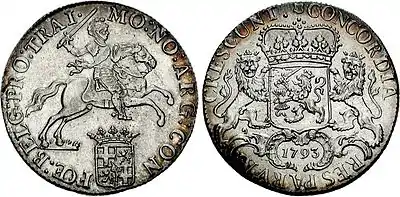 Silver ducaton worth 3-3.15 Dutch guilders, 1793