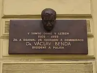 Václav Benda – memorial plaque