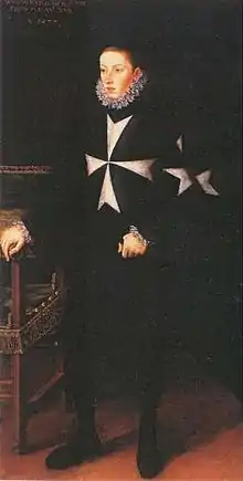 Portrait of Archduke Wenceslaus of Austria wearing the habit of the Order of Malta (Alonso Sánchez Coello 1577)