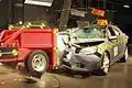 Passenger-side oblique crash test of a 2015 Chevrolet Malibu.