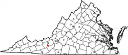 Location of Snowville, Virginia