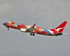 A Boeing 737-800 in 2005 wearing the Yananyi Dreaming livery. The aircraft carried the colour scheme from 2002 to 2014.