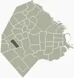 Location of Velez Sarsfield within Buenos Aires