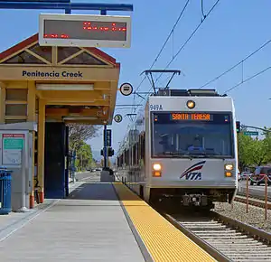 A train at Penitencia Creek station